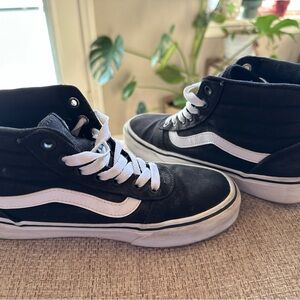 Vans Women’s Black and White High-Top Sneakers